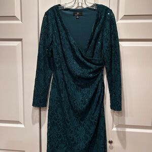 Ronni Nicole Elegant Teal Lace Dress 10 EUC